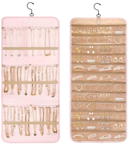 SUKARNE Organizzatore per Armadio, Doppia Faccia con 48 Tasche, Porta Collane e Orecchini da Appendere