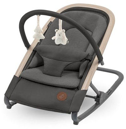 Maxi-Cosi Kori, 2-in-1 Ergonomic Baby Bouncer Chair with Toy Arch, 0-2 Years, up to 15 kg, Newborn Bouncer, 3 Recline Positions, Easy-in Harness, Lightweight & Compact, Newborn Pillow, Beyond Graphite