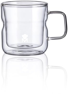 MasterPro Foodies Mixology - Juego de 2 Tazas de 450 ml - Fabricados en Resistente Vidrio Borosilicato Doble Pared - Elegantes Vasos Ideales para Cualquier Ocasión