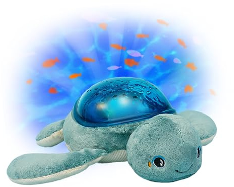 Pabobo Aqua Dream - Luz nocturna para bebé, con proyecciones animadas y sonidos calmantes - cuna, ruidos blancos y melodías marinos - reactivación al llanto - recargable USB-C - lavable y desmontable