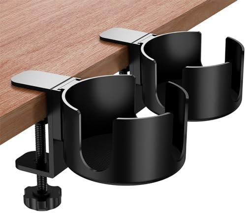 Supporto per Tazza da Scrivania,Regerly 2 Piece Portabicchieri Tridirezionale Supporto per Tazza da Scrivania Staffa Anti-Rovesciamento per Tazza Adatto per Scrivanie da Ufficio Tavoli da Gioco