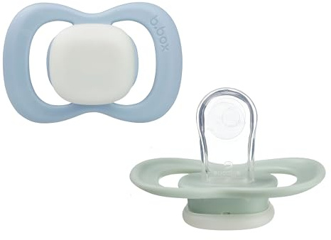 b.box Baby Schnuller Gr 1 (2er Pack) |Leuchtend | Silikon Sauger & Schild, Symmetrisches Design | Bleibt Sauber | BPA-Frei | Baby Schnuller 0-6 Monate