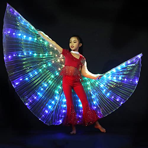 BOBASH Ali LED per adulti e bambini, con LED colorato, mantello a farfalla, ali con aste telescopiche, danza del ventre, ali