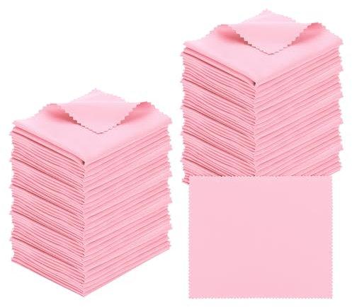 PATIKIL Paño De Microfibra para Limpiar Gafas 7x6, Paquete De 50 Paños De Limpieza para Gafas, Paño Suave para Pantallas, para Lentes De Cámara, Gafas, Pantallas, En Bolsa, Rosa
