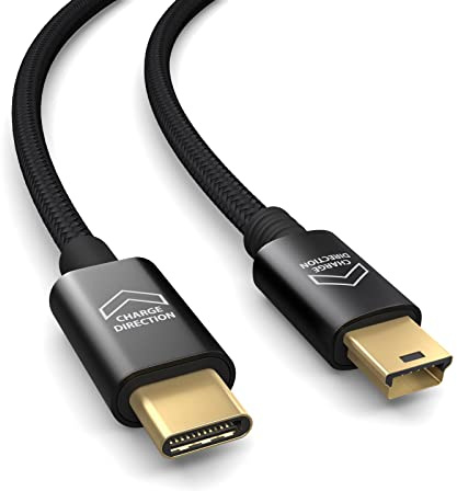 0,3 m USB C till mini USB-kabel (OTG-kompatibel), för bilkamera, kamera, satellitnavigering, PS3-kontroller, digital fotoram, snabbladdningskabel, datakabel