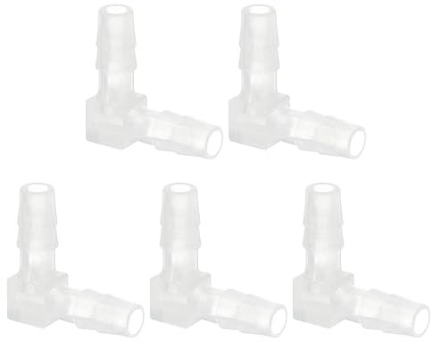 PATIKIL 0,24 Coude à 90 degrés en Plastique pour Tuyau barbelé, 5 Pack de Raccords en L à barbelure, connecteur de jonction égal, Mender, Adaptateur de Tuyau pour Aquarium, Liquide, air