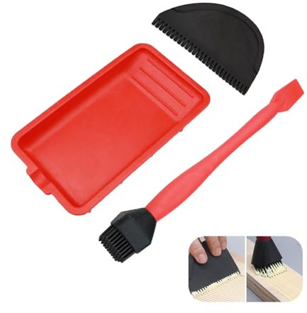 T TAKONE Lot de 3 rouleaux de colle à bois, 1 pinceau, 1 peigne et 1 plateau, application rapide et uniforme, utilisable pour l'artisanat, le travail du bois, les projets de collage