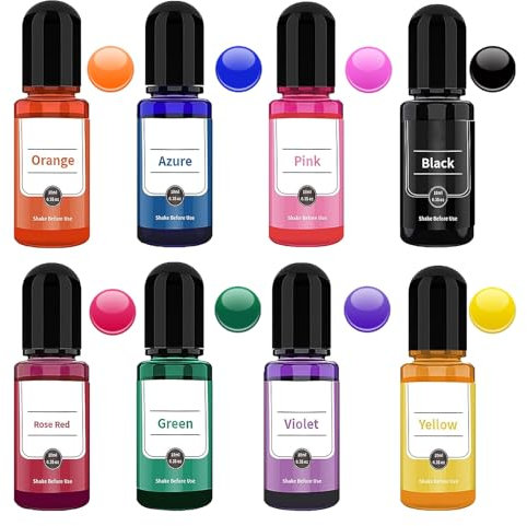 Landrain 8 Stück 10ml Farbpigmente für Gießpulver, Epoxidharz Resin Farbe, Pigmente für Gießpulver für Handwerk, Schmuck, Malerei