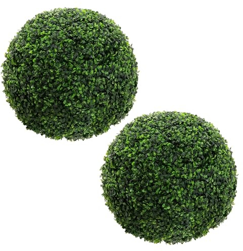 ML-Design Konstgjorda Buxbomsbollar 2-pack Stora Ø45 cm UV-beständiga Gröna Plastväxter Dekorativa Prydnadskulor Lättskötta för Vardagsrum Kontor Trädgård och Balkong som Ser Naturliga Ut