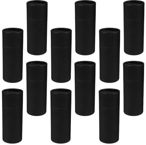 SHINEOFI Lot de 12 Tubes Ronds en Carton Kraft 30 Ml Noir Boîte D’Emballage pour Flacons D’Huiles Essentielles Tubes D’Expédition Robustes Rangement Pratique pour Loisirs Créatifs et