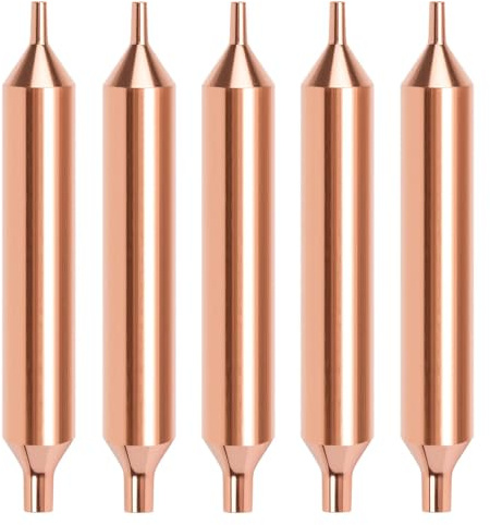 JYYWTSI 5 Unidades Filtro Secador Frigorífico, de Cobre Filtro de Refrigeración, para Refrigerador y Congelador 12,5 cm con Diámetro Interior de 6 mm y 3 mm, para Reparación y Sustitución del Sistema