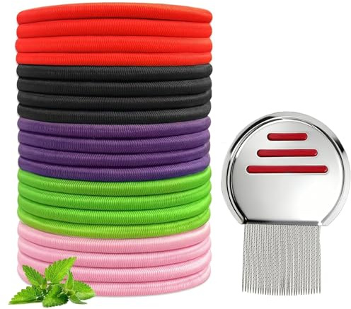 40 Pezzi Elastici per capelli anti-pidocchi e Pettine,Elastici Colorati per Capelli,Soluzione Anti-Pidocchi Pratica,per la Cura Quotidiana dei Capelli,per Bambine