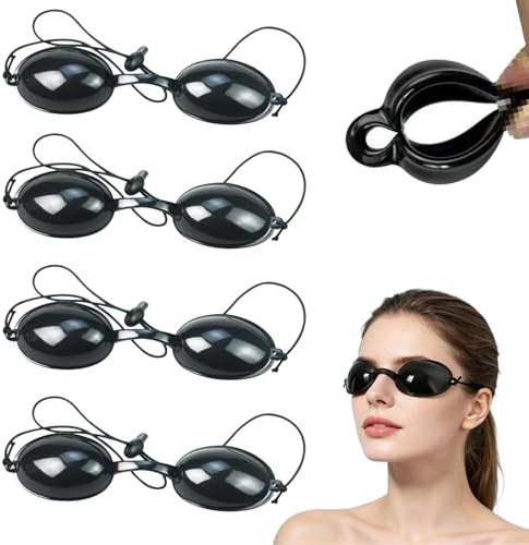 KASESSS 4 Pezzi Occhiali Protettivi Infrarossi, Regolabile Occhiali Luce Pulsata, Occhialini Solarium UV Protezione, Occhialis di Protezione Laser per Trattamenti di Bellezza e Abbronzatura Esterna
