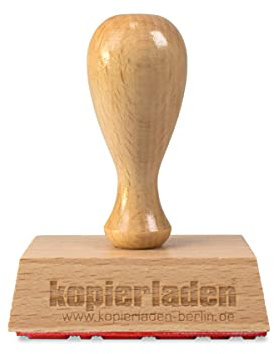 Holzstempel 50x30 mm mit Wunschtext und Logo personalisieren - optional mit Stempelkissen und Tinte - Bürostempel und Adresstempel selbst gestalten