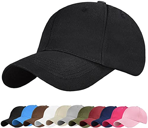 heekpek Baseball Cap Messy Bun Ponytail Half Mesh Adjustable Cap Hat Unisex Polo Style Classic Sports Casual Plain Summer Sun Hat Peaked Cap Black