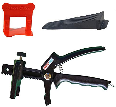 PERFECT LEVEL PRO – Kit de Nivellement Carrelage 2mm (300 Clips + 100 Coins (Cales) + 1 Pince Polyamide) | Croisillon Autonivelant Professionnel | Pose Parfaite pour Sol et Mur