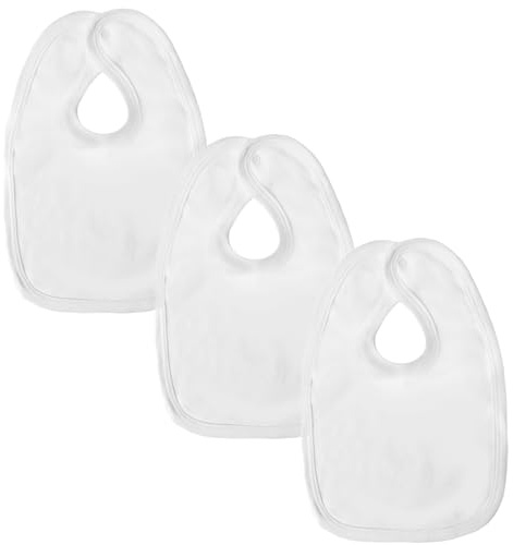 Baban Baby Cotton Dribble Bibs Baby Bibs Teething 3 Pack, White | British Made Teething Bibs, Large Cotton Dribble Bibs for Boys and Girls, 0-6 to 6-12 Months, 3 Pack, Loved by Parents Award