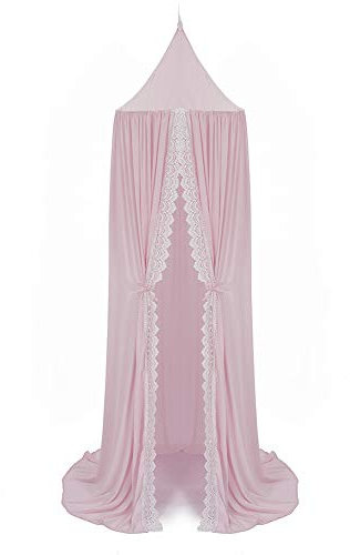 Betthimmel Baby,Betthimmel Baldachin Runde Kuppel,Kinder Moskitonetz,Betthimmel Kinder Lesesaal, Schlafzimmer Dekoration (Betthimmel Chiffon Rosa)