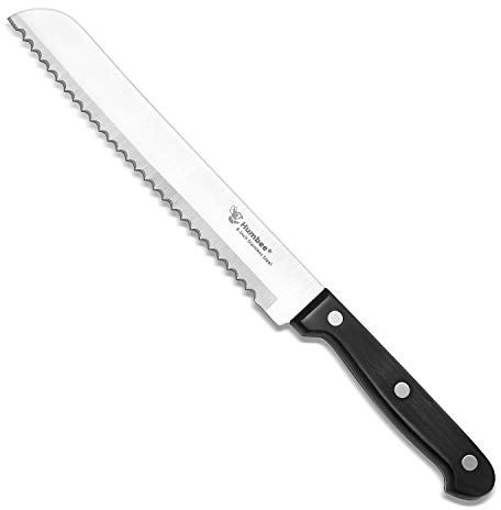 Humbee 8-Inch Serrated Bread Knife, Premium Stainless Steel Blade with Wave Edge, Full Tang Handle, Razor Sharp Knife for Bread, Durable Professional Kitchen Knife