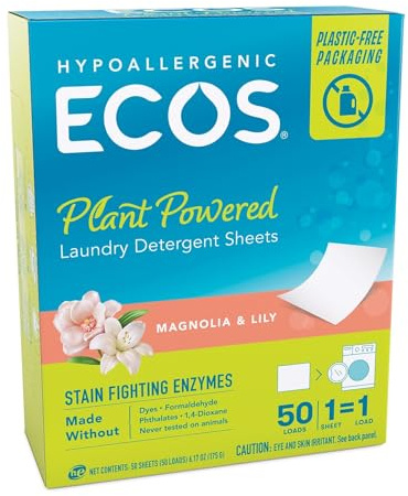 ECOS, Laundry Detergent Liquidless Magnolia Lily 50 Count, 6.17 Ounce