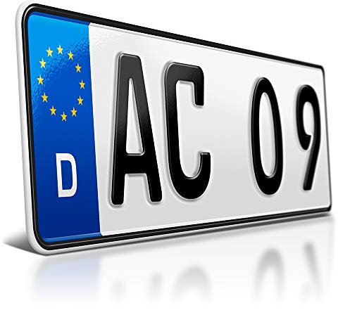 schildEVO 1 Kfz Kennzeichen | 350 x 110 mm | DIN-Zertifiziert – individuelles EU Wunschkennzeichen | PKW Nummernschild | kurzes Autokennzeichen | Auto-Schild | Fahrradträger & Anhänger | DHL-Versand