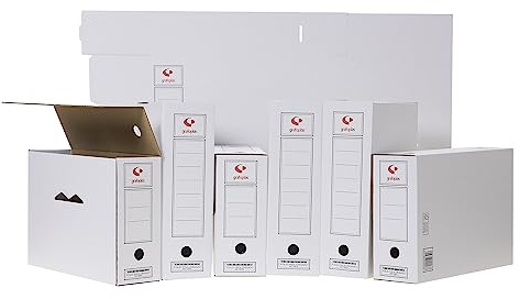 Grafoplas - Pack de 50 Cajas de Archivo Definitivo de Cartón, Tamaño Folio Prolongado, 2 Frentes para Archivo Vertical y Apaisado, Certificados FSC, 38, 5x27, 5x11, 5cm