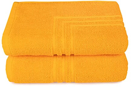 MAURAHOME - 2er Pack Badvorleger, Frottee Duschvorleger, 100% Baumwolle Badematte 50x70cm, Badteppich Orange, Badvorleger rutschfest Waschbar, Badezimmerteppich, Schnelltrocknend Duschvorleger