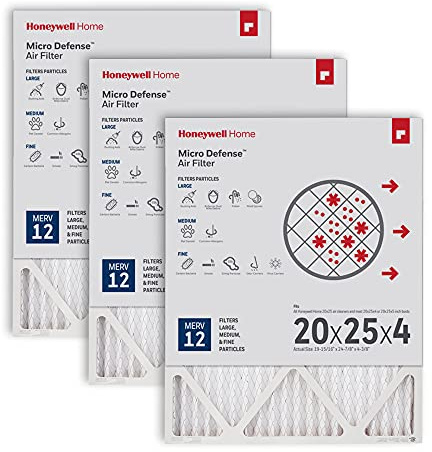 Honeywell Home 4x20x25 CF200A1016 MERV12 Furnace/AC Air Filter, 3 Pack
