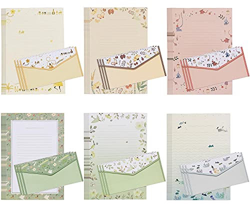 Unvtap Briefumschlag Briefpapier Set 54 Stück Schreibpapier mit Umschlägen, Briefpapier und Umschläge, Enthält 36 Blätter Briefpapier, 18 Umschlägen für Herstellung von Einladung, Geschenk