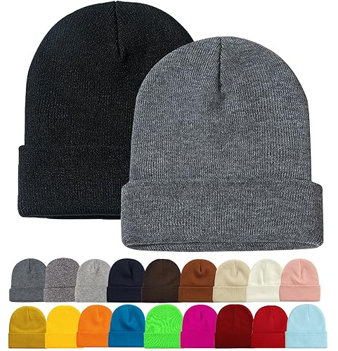 ZOORON 1&2 Pack Beanie for Men Women Slouchy Beanie Hats Winter Knit Caps Soft Ski Hat Unisex