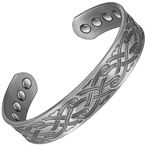 MagCopper Kupferarmband mit natürlicher Linderung für Arthritis, verstellbares Magnetarmband für erwachsene Handgelenke (CPB-2046) (Silber)