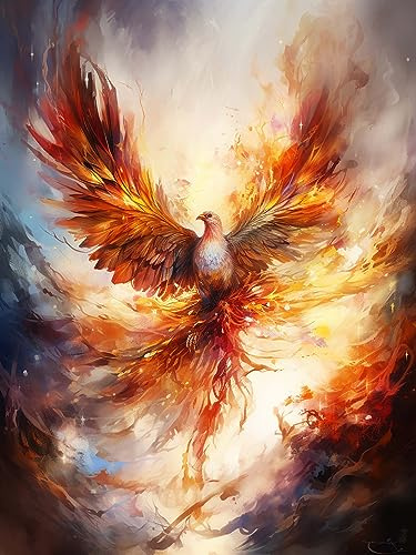Ginfonr 5d Diy Diamond Painting Kits Fågel Fenix Strass Diamantmålning, Diamantmålning Satser Djur Korsstygn Broderi Strass Hantverk För Hemmakontor Väggdekor 30 * 40cm