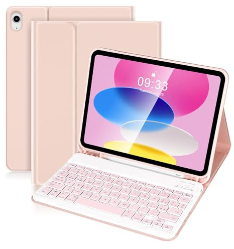 SOPPY Custodia con Tastiera Bluetooth per iPad 11a Generazione (A16) 11 Pollici 2025, 10a Gene 10,9 Pollici 2022, cover Protettiva Staccabile, con Slot per Penna Stilo, Layout Italiano, Rosa