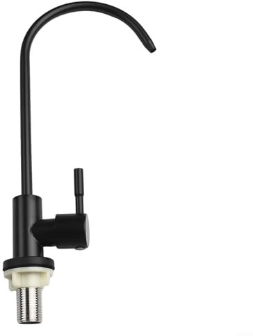 Grifo purificador de agua, filtro de agua potable de ósmosis inversa G1/2 con cuello de cisne (negro)