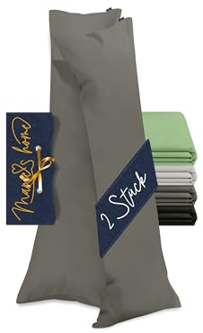 Marie´s Home 2 Stück Kissenbezug Velvety Soft für Seitenschläferkissen 1615.2355, ca. 40 x 145 cm, anthrazit