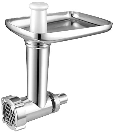 Gdrtwwh Fleischwolf Aufsatz, kompatibel mit allen Kenwood Chef und KMix Lebensmittelmaschinen, inklusive 2 Wurstfüllrohren, 4 Sieben und 1 Adapter