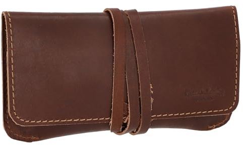 Gusti Tabaktasche Leder - Jesse Pflanzlich gegerbt Damen und Herren Drehertasche Tabakbeutel Feinschnittbeutel Braun Leder