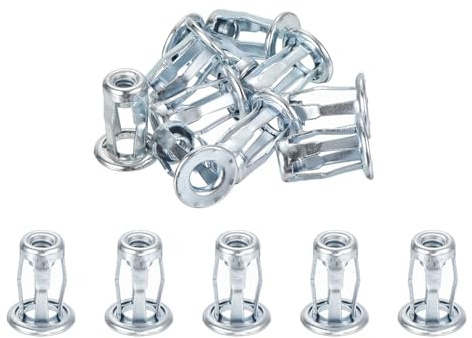 uxcell 50Pcs Multi-Grip Rivet Jack Nut, #10-24 Petal Carbon Steel Thread Zinc Finish Blind for Plastic Pressboard Hardboard Door Anchors Aluminium cladding Steel Pipe