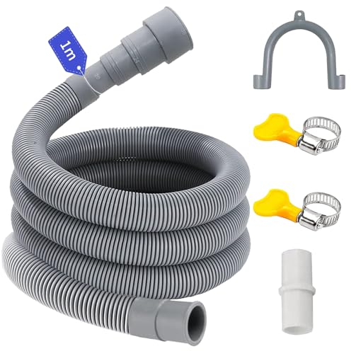 Ablaufschlauch Waschmaschine 1/1.5/2/2.5/3/4/5/6M, Passend für 4 Schnittstellengrößen, Waschmaschine Schlauch Abwasserschlauch Verlängerung Wasserleitung Sinken (1 M)