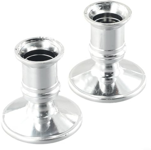 Portacandele di forma tradizionale, finitura argento, adatto per la casa e la decorazione di matrimoni