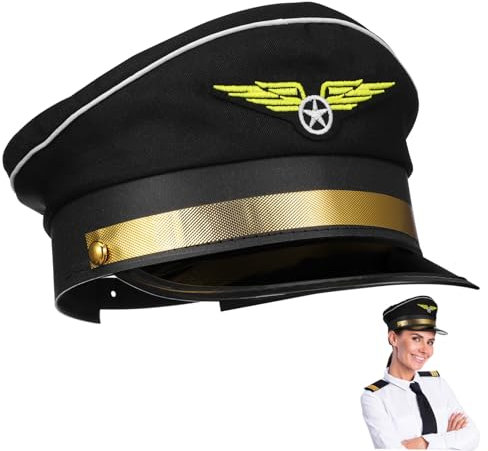 GALPADA Kapitänsmütze Für Kinder Flugkapitänsmütze Tragbare Pilotenmütze Pilotenkostüm-accessoire Matrosenkostüm Mütze Seemannshut Feuerwerksmütze Für Jungen Kadettenhut Polyester Black