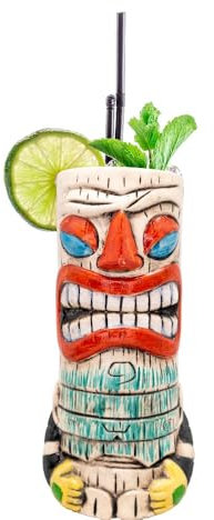 VB VIN BOUQUET FIK 1403 Tiki-Glas A, 600 ml, exotisches Design für Cocktails, ideal für Partys und Themenversammlungen