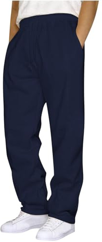Joggers Men's Track Suit Bottoms Joggers Straight Leg Sweatpants Open Work Mens Elasticated Waist Trousers Jogging Suits for Men UK Army Trousers Men Straight Hem Jog Pants Navy