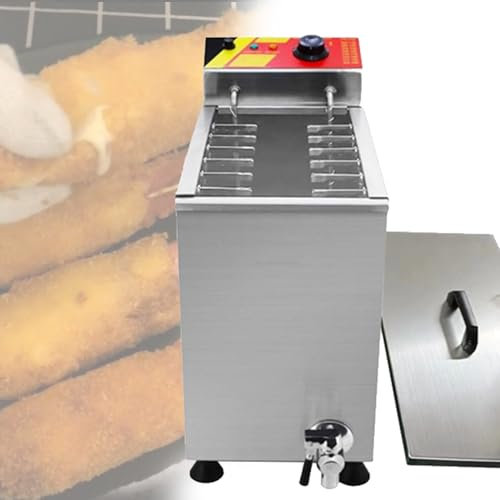 CAFIEDR Macchina per Hot Dog al Formaggio in Acciaio Inox, friggitrice Automatica per Corn Dog per Cucina Domestica, Snack Bar, Temperatura Regolabile