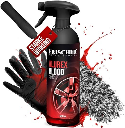 FRISCHER PROFESSIONAL Felgen Reinigungsset | Felgenreiniger 500ml + Felgenbürste | Alufelgen Reiniger Set mit Bürste zur effizienten Auto Felgenpflege