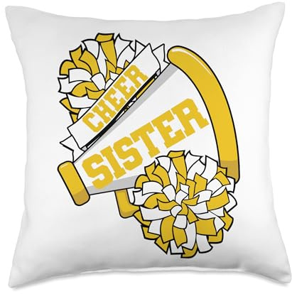 Cheer Sister with Megaphone and Pom Poms GY Throw Pillow