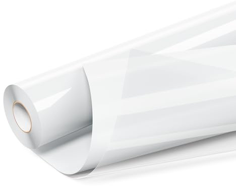 LIKCUT Heat Transfer Vinyl - 12 x 15FT Glossy White Iron On Vinyl for Clothes, HTV Cutting Machine, White Vinyl Compatible with Heat Press for DIY T-Shirt, Hats, bags,shoes