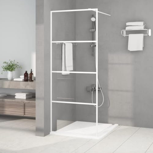 Tidyard Paroi de Douche Blanc 80x195 cm Verre ESG Transparent, Pare-Baignoire Paroi de Douche, Écran de Douche Fermeture de Baignoire Mur Panneau de Douche pour Salle de Bain Style B