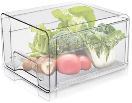 YNNHUDEEP 1 organizador para frigorífico, cajón, apilable, extraíble, organizador de cocina, para cocina, despensa, armarios, estantes, cajones, sin BPA