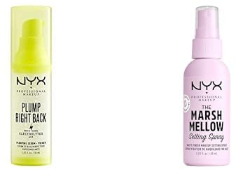 NYX Professional Makeup-Set für langanhaltendes Make-Up: Plump Right Back Primer-Serum, Mit Elektrolyten & Marshmellow Setting Spray mit mattem Finish